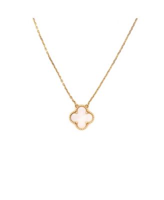  Vintage Alhambra Pendant Necklace 18K Gold and Mother of Pearl, 16.5"