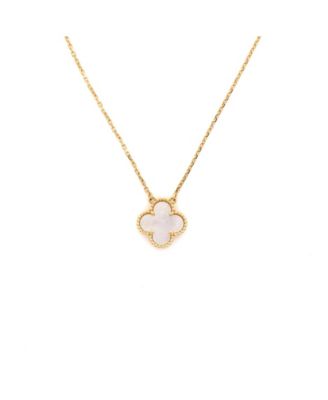  Vintage Alhambra Pendant Necklace 18K Gold and Mother of Pearl, 16.25"
