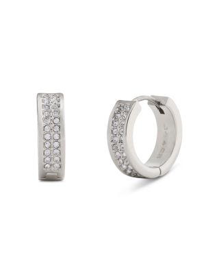 Pav&eacute; Huggie Hoop Earrings