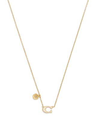 Signature C Tea Rose Pendant Necklace, 16-18"