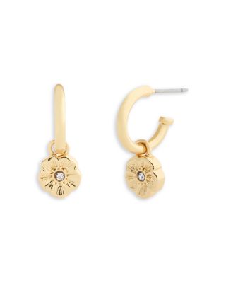 Signature Tea Rose Charm Huggie Hoop Earrings