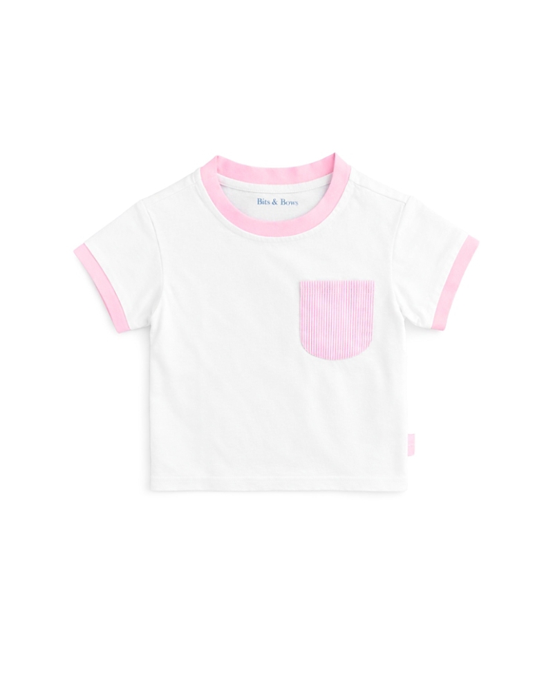 Bits & Bows Girls' Seersucker Pocket Crewneck Tee - Baby, Little Kid, Big Kid