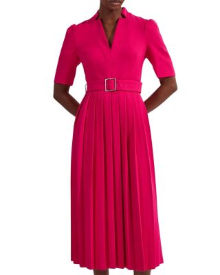 Structured Crepe Belted Midi Dress