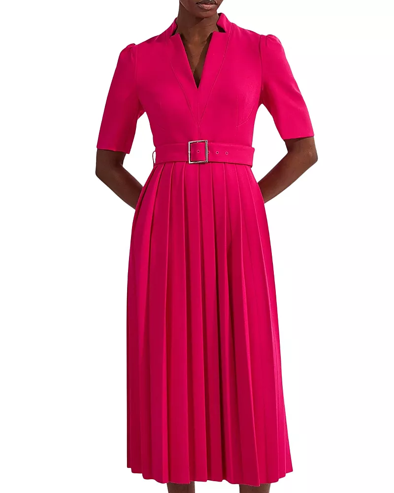 Karen Millen Structured Crepe Belted Midi Dress