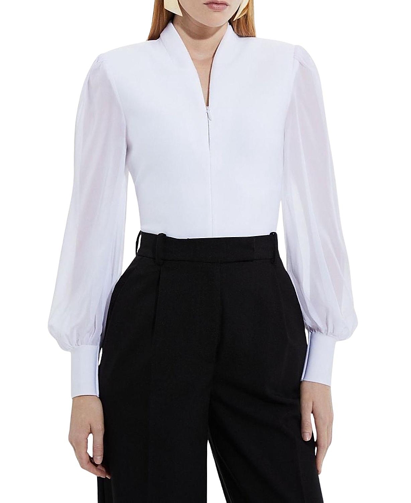 Karen Millen Zip Detail Chiffon Sleeve Knit Top