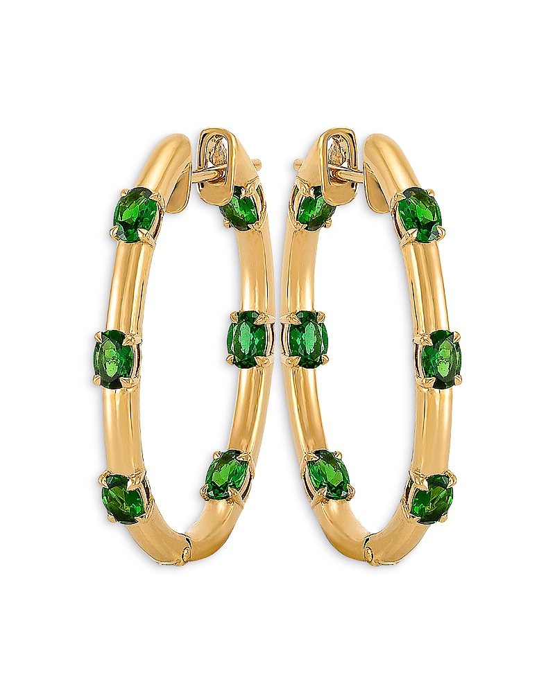 Etho Maria 18K Yellow Gold Dolce Tsavorite Oval Hoop Earrings