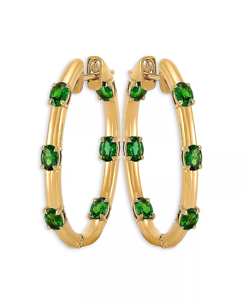 Etho Maria 18K Yellow Gold Dolce Tsavorite Oval Hoop Earrings