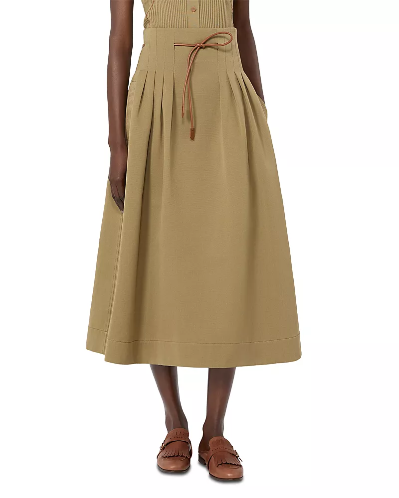 Max Mara Mxmtempio Kaki Cotton Drawstring Skirt
