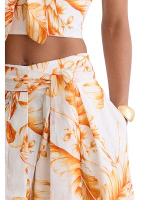 Milly Floral Print Linen Skirt