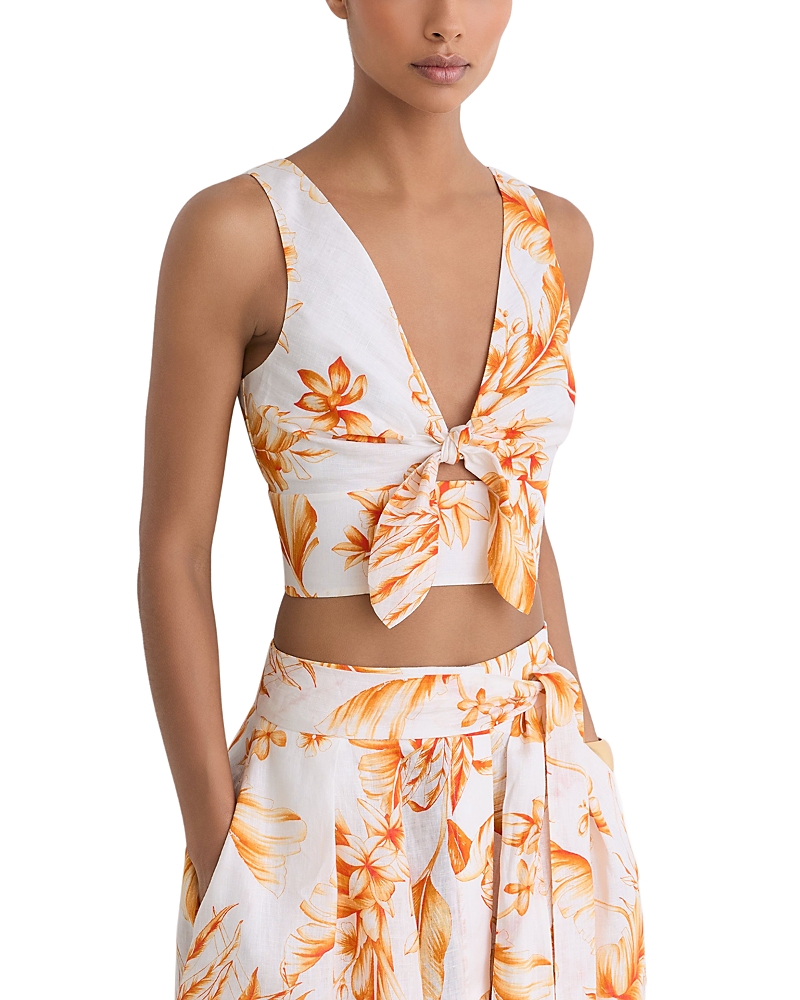 Reiss Milly Floral Print Linen Top