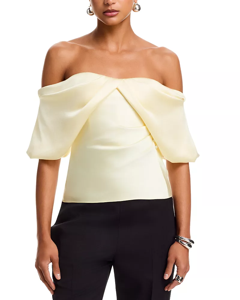 McQueen Off-the-Shoulder Satin Top