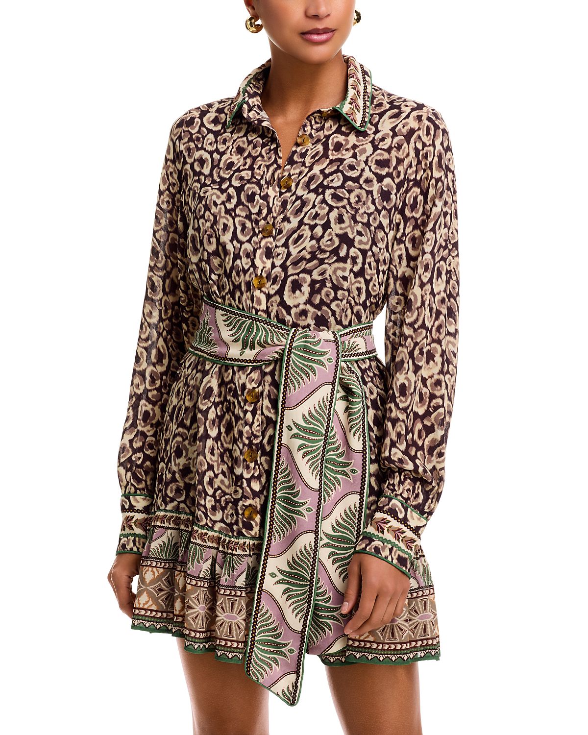 Farm Rio Leopard Belted Mini Dress