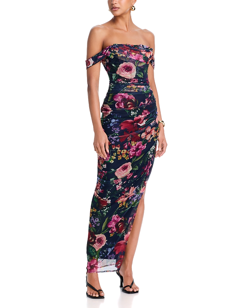 Aqua Floral Mesh Corset Dress - Exclusive