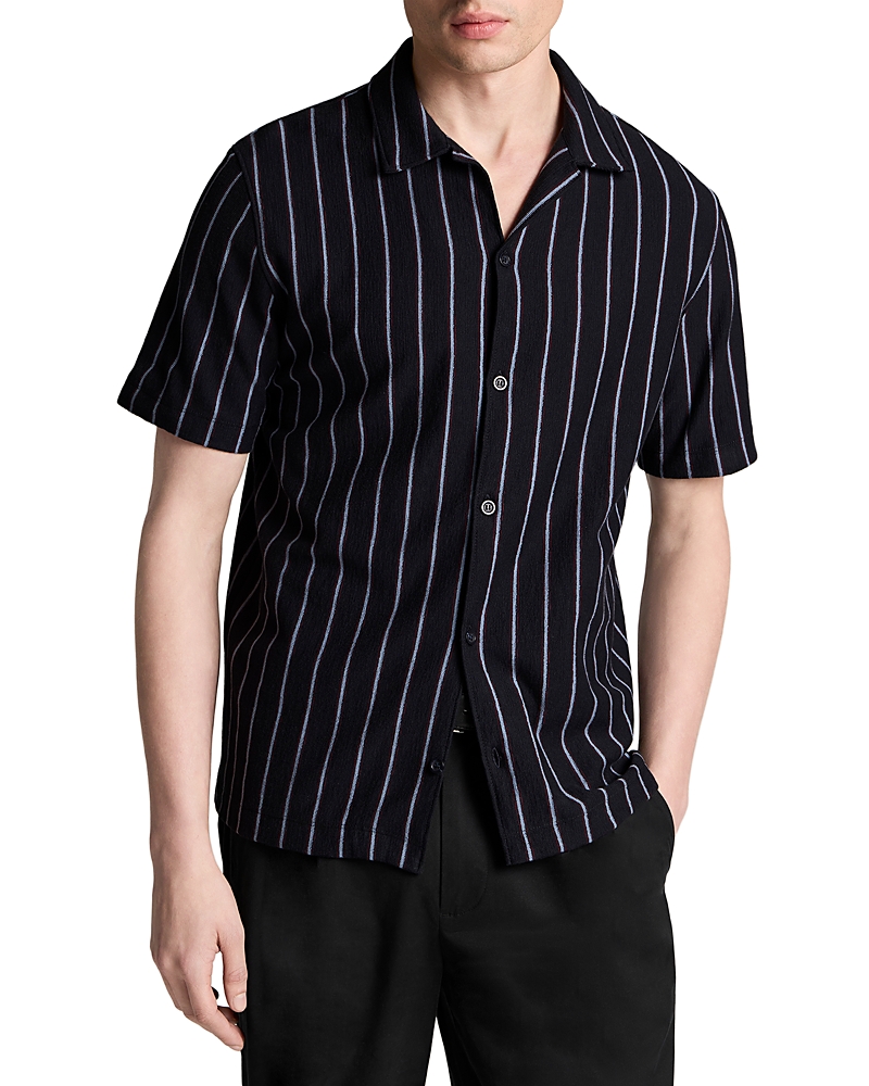 Vince Striped Terry Short Sleeve Cabana Shirt