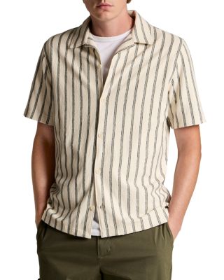 Vince Striped Terry Short Sleeve Cabana Shirt