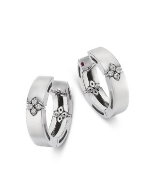 Roberto Coin 18K Yellow Gold Love in Verona Diamond Flower Hoop Earrings, 0.03 tcw