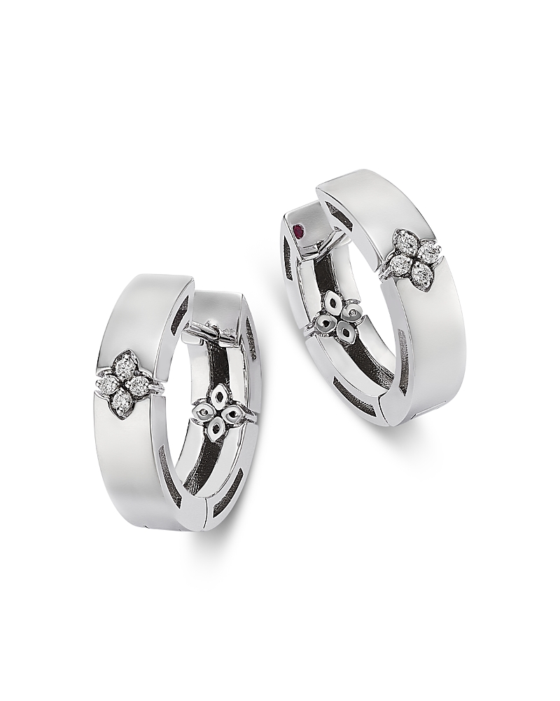 Roberto Coin 18K Yellow Gold Love in Verona Diamond Flower Hoop Earrings, 0.03 tcw