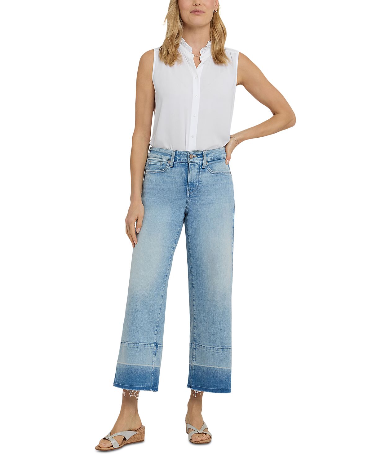 Nydj Teresa High Rise Wide Leg Shadow Hem Jeans