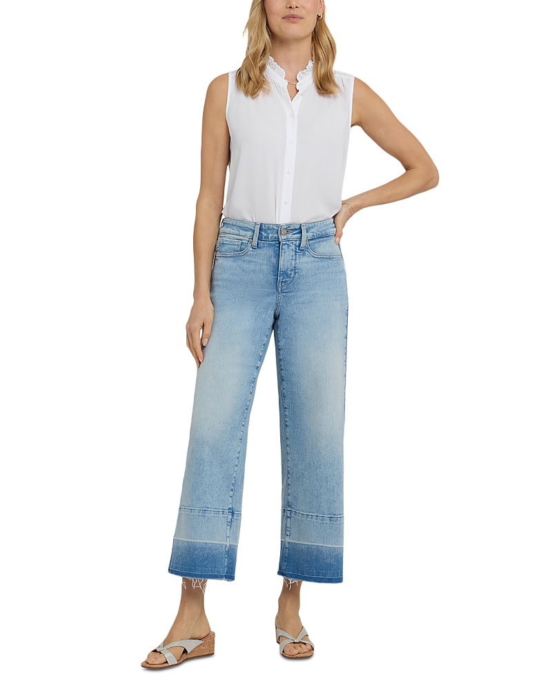 Nydj Teresa High Rise Wide Leg Shadow Hem Jeans in Oasis Sand