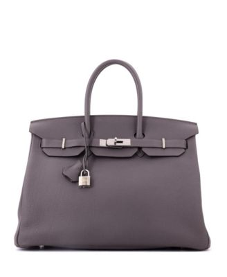 Birkin 35 Handbag Grey Togo with Palladium Hardware