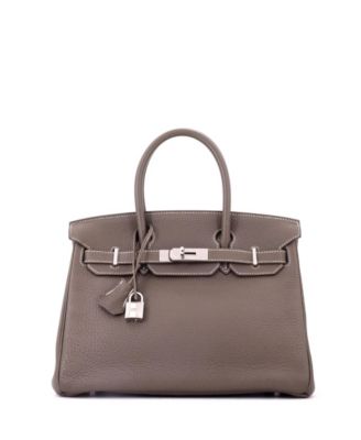 Birkin 30 Handbag Grey Clemence with Palladium Hardware