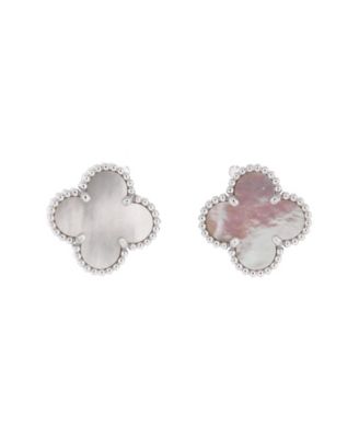  Vintage Alhambra Earrings 18K White Gold and Mother of Pearl