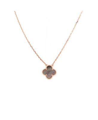  Vintage Alhambra Pendant Necklace 18K Rose Gold and Grey Mother of Pearl, 16"