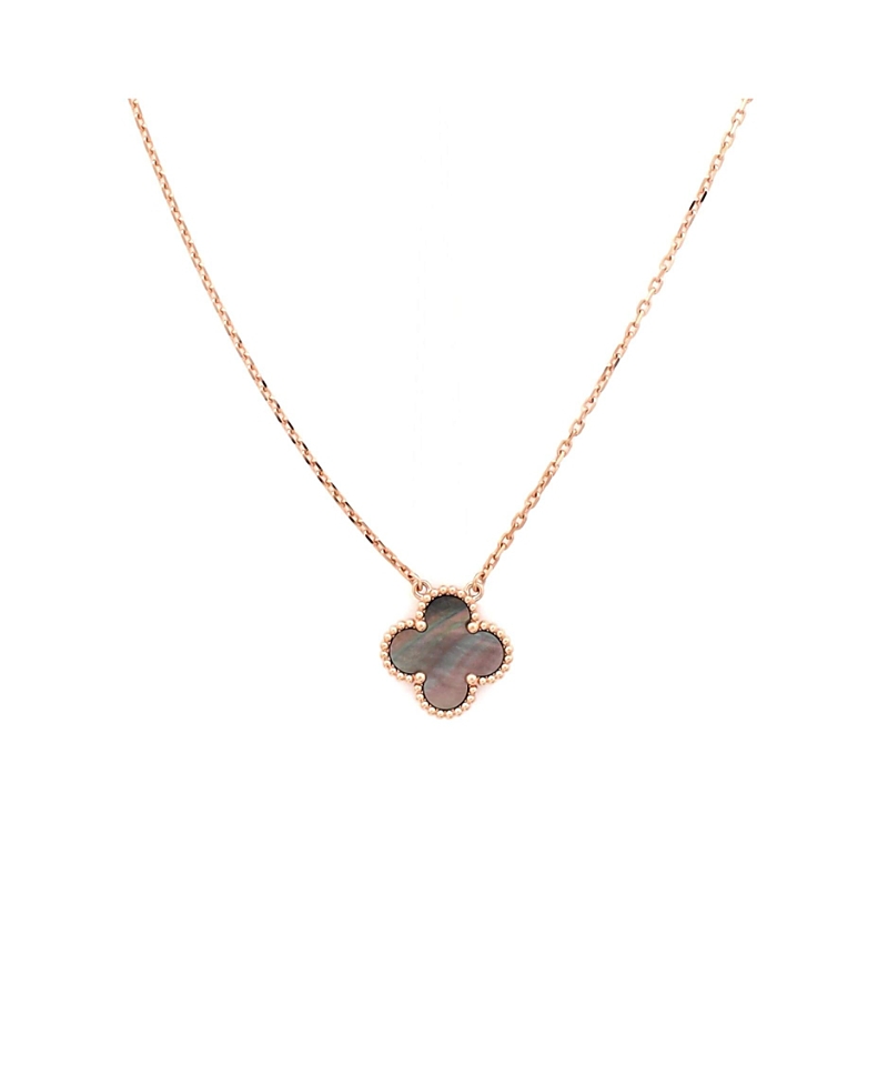 Pre-Owned Van Cleef & Arpels Vintage Alhambra Pendant Necklace 18K Rose Gold and Grey Mother of Pearl, 16