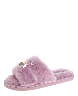 Women's Bow-Accent Fuzzy Slippers