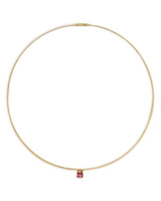18K Yellow Gold Masai Pink Tourmaline Coil Link Pendant Necklace, 16"