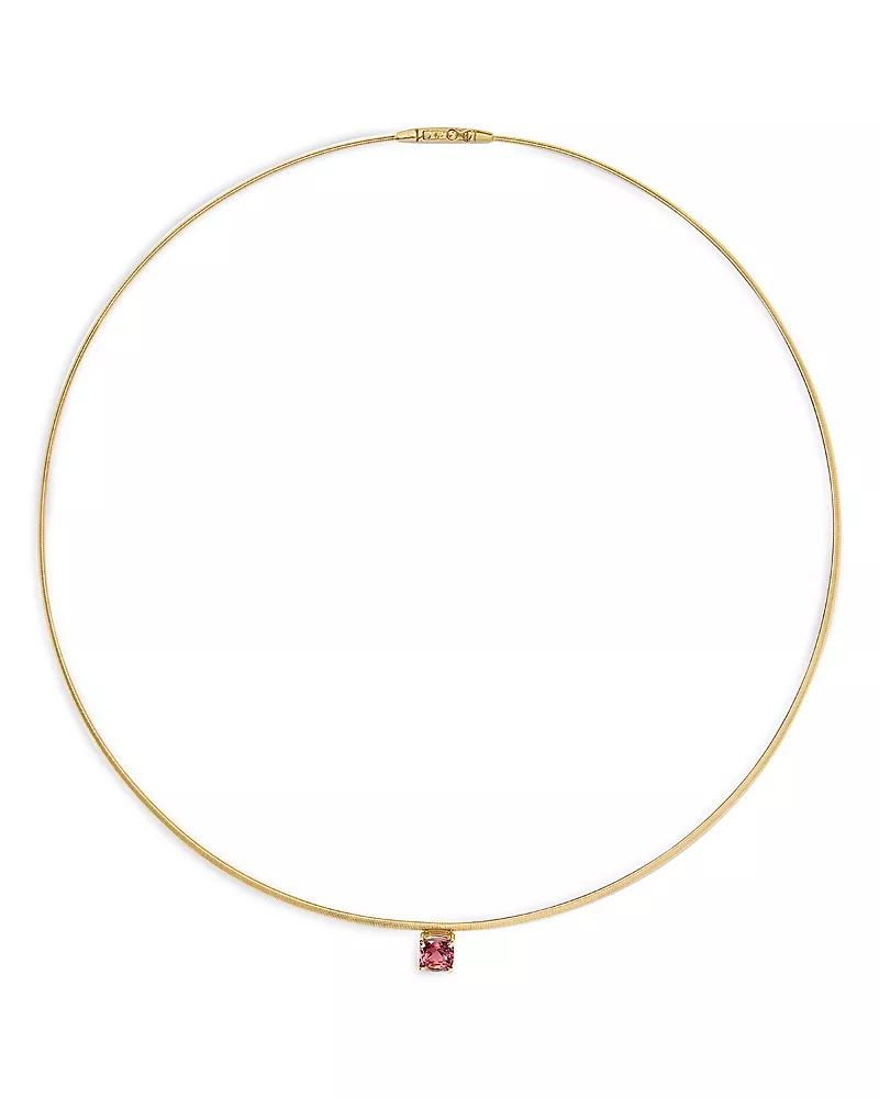 Marco Bicego 18K Yellow Gold Masai Pink Tourmaline Coil Link Pendant Necklace, 16