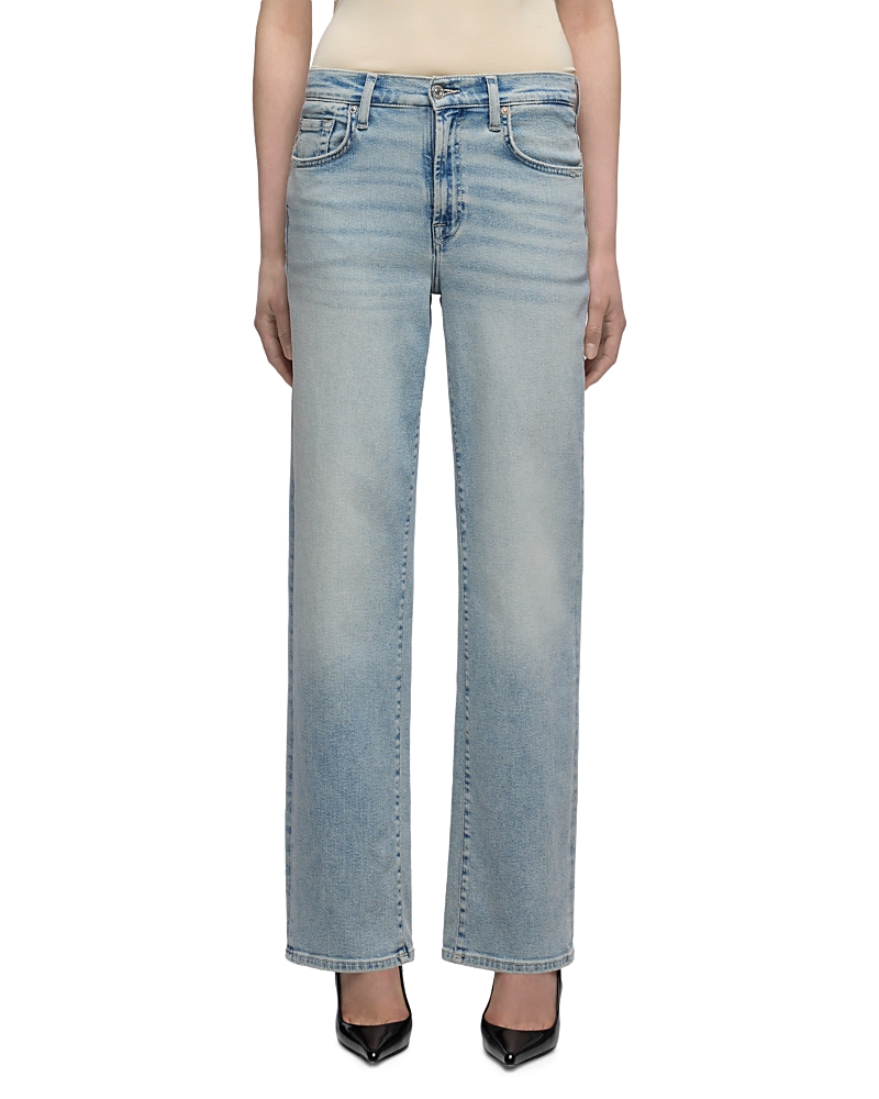 7 For All Mankind Stovepipe High Rise Straight Jeans in Ghost Blue