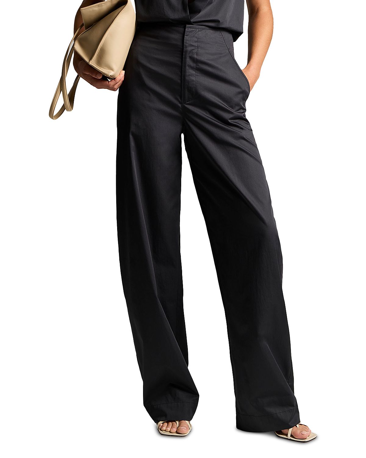 Vince Cotton High Rise Elastic Waist Pants