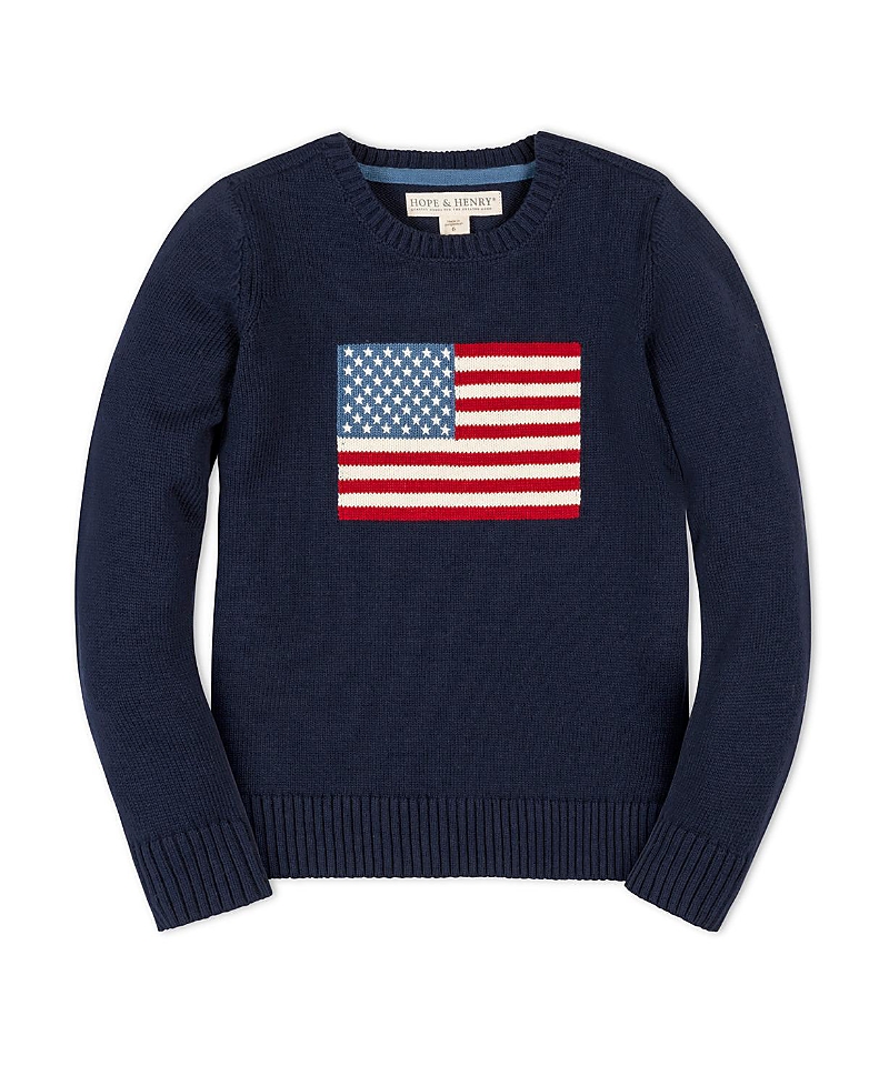 Hope & Henry Boys' Organic Crew Neck Flag Sweater - Little Kid, Big Kid