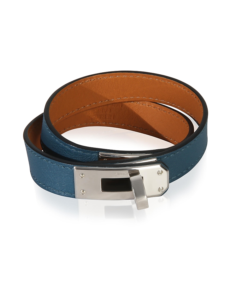 Pre-Owned HERMES Kelly Double Tour Palladium Plated Bracelet