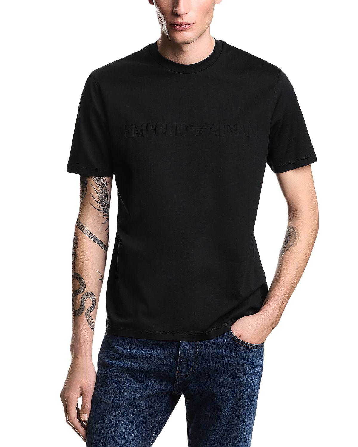 Emporio Armani Essential Cotton T Shirt with Jacquard Logo