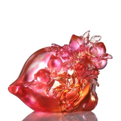 Peach Blossom Spring Narcissus Flower Crystal Glass Figure
