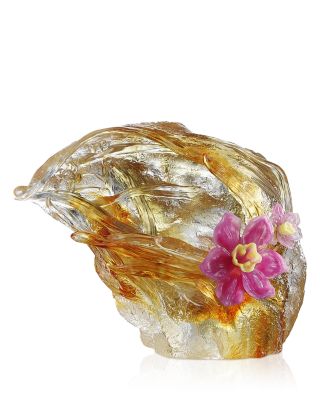 Limited Edition Peach Blossom Spring Narcissus Flower Crystal Glass Figure