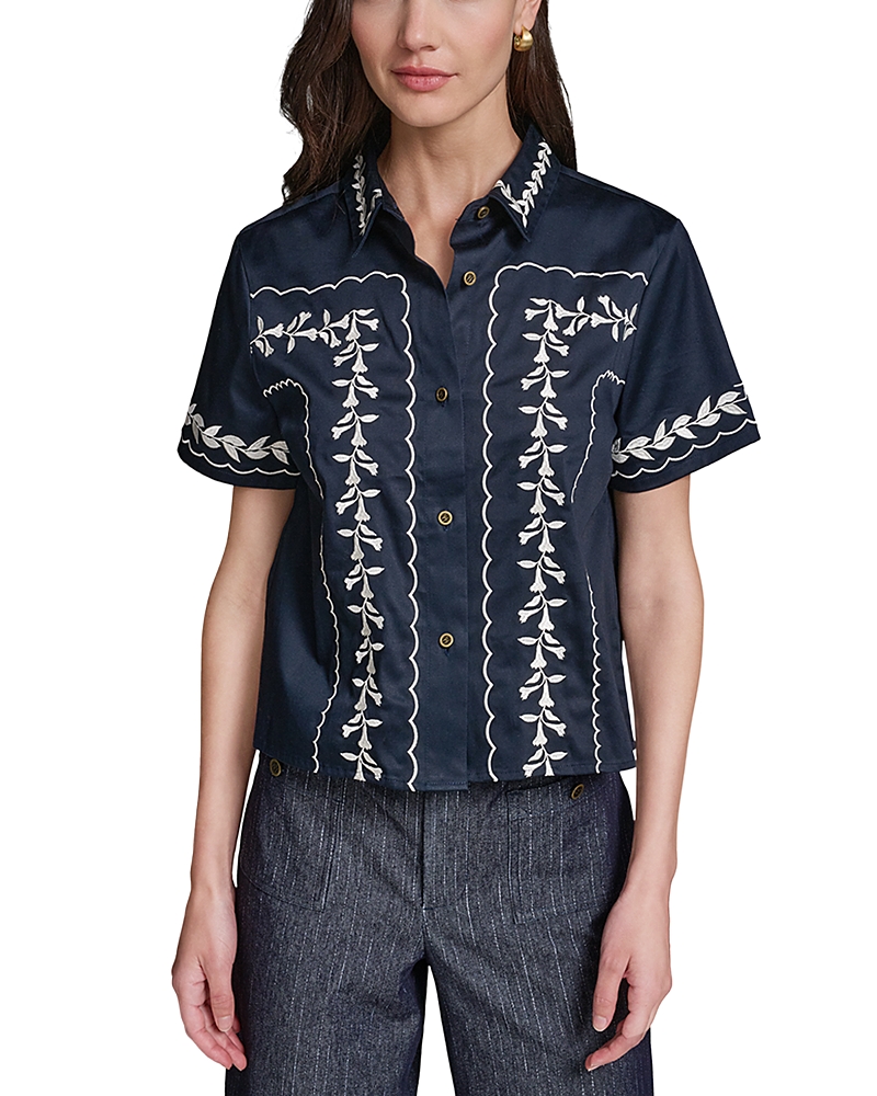 Karl Lagerfeld Floral Embroidered Classic Shirt