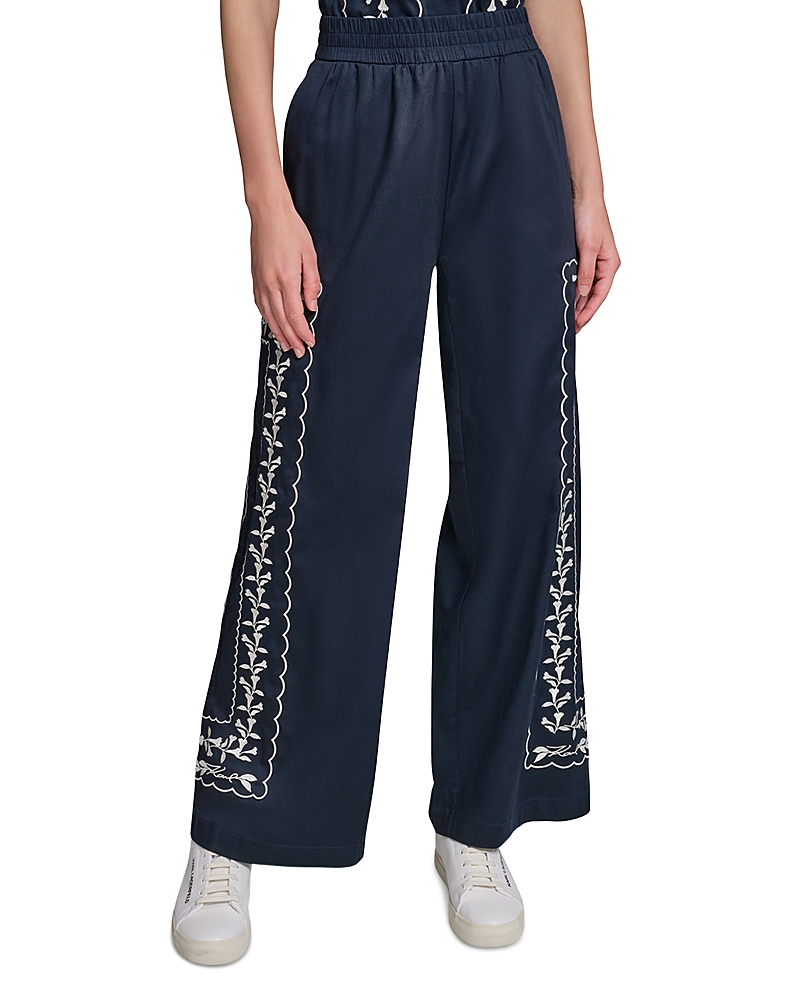 Karl Lagerfeld Embroidered Floral Pants