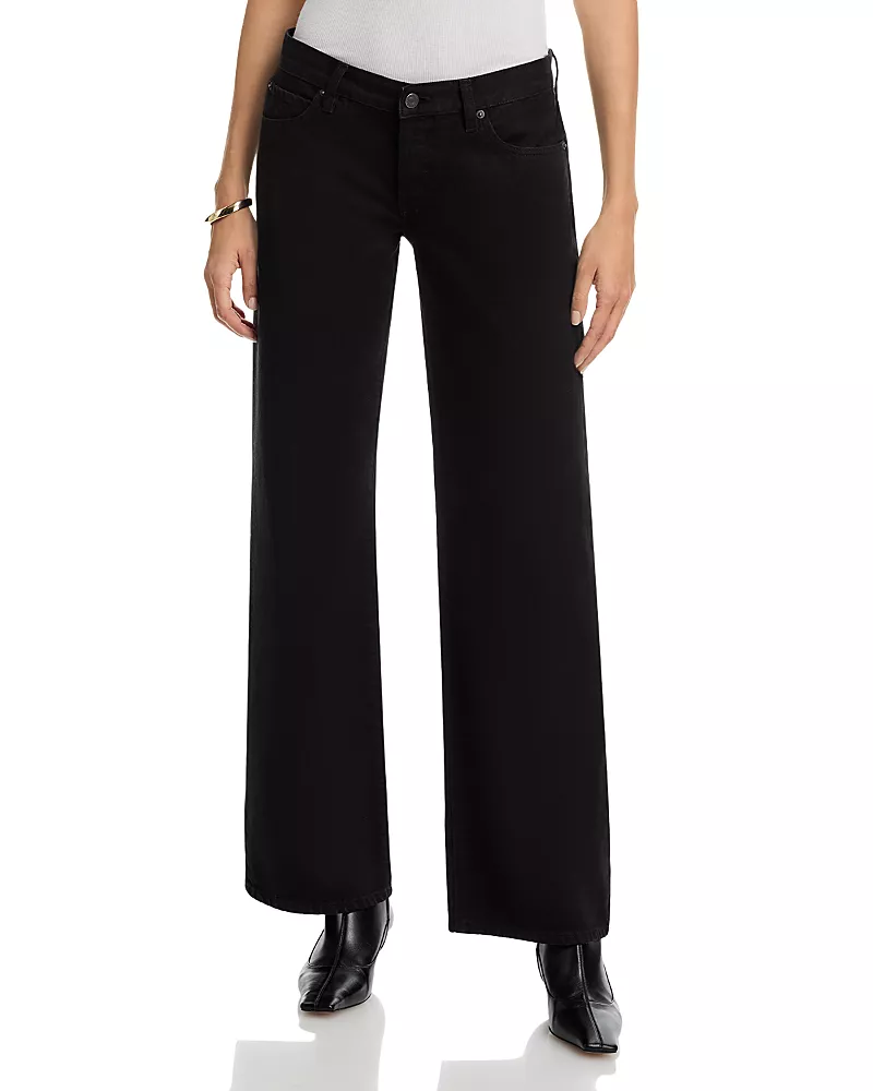 Frame The Gray Mid Rise Relaxed Bootcut Jeans in Black