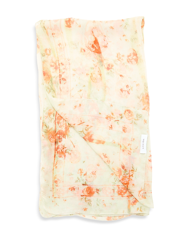 McQueen Floral Silk Chiffon Scarf
