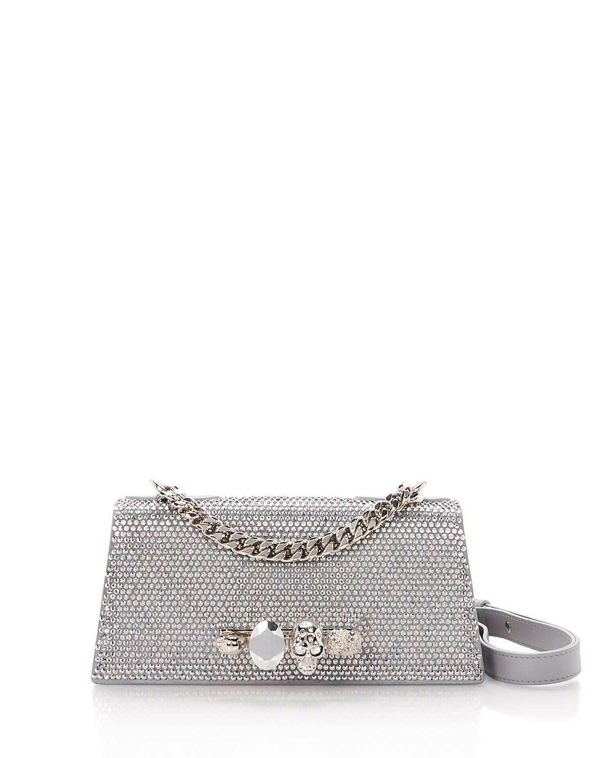 McQueen Knuckles Crystal Suede Shoulder Bag