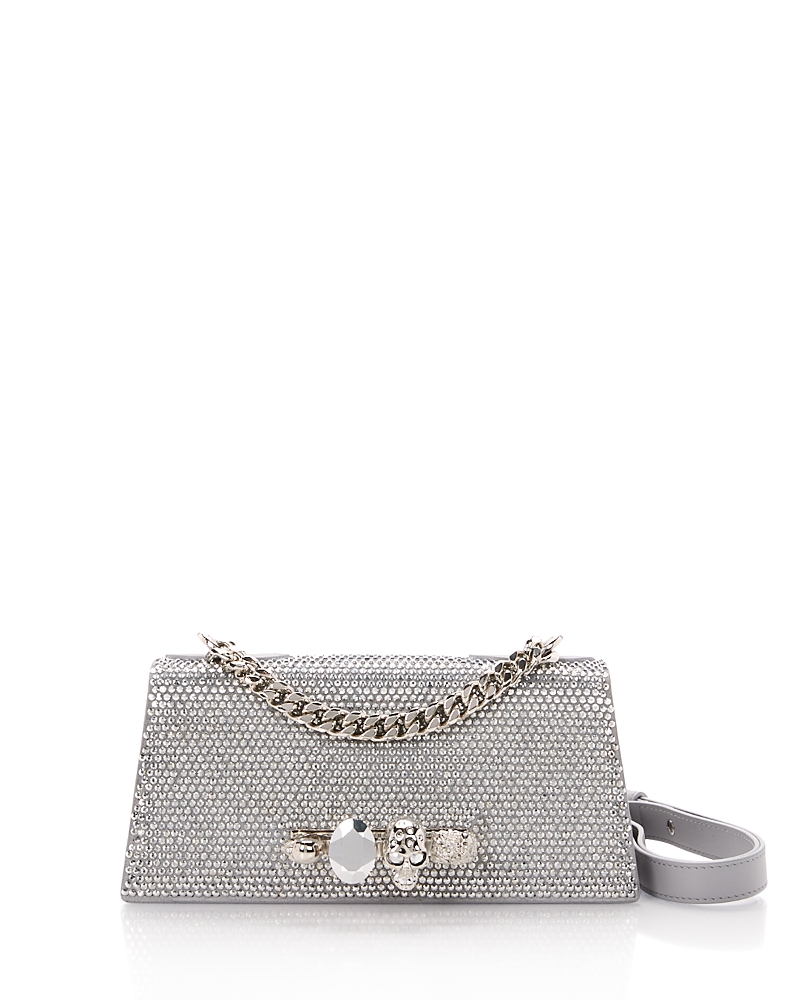 McQueen Knuckles Crystal Suede Shoulder Bag