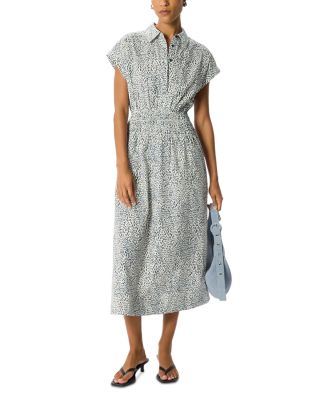 Flecked Animal Print Collared Dress