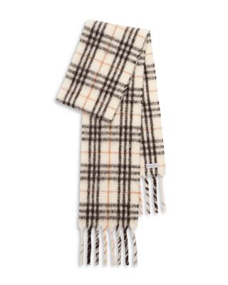 Narrow Check Alpaca Wool Blend Scarf