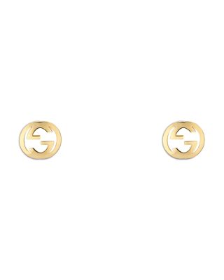 18K Yellow Gold Interlocking Openwork Logo Stud Earrings