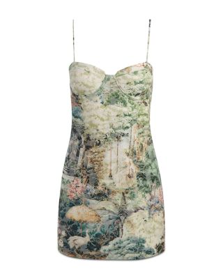 alice and olivia green floral dress Chartreuse Velvet Bell Sleeve Dress L main image 1