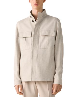 Zegna Oasi Lino Field Jacket In Brown