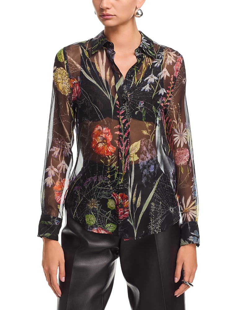 McQueen Silk Spiderweb Floral Shirt